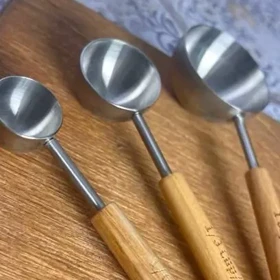 پیمانه استیل سیلور دسته چوب در 3سایز