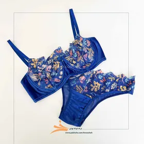 ست مخمل و تورگاز Persian blue برند نوشه پوش