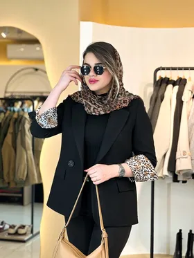 کت فوتر آستین پلنگی مشکی 120208
