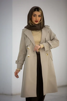 بارانی سانتانا دکمه دوبل بلند New