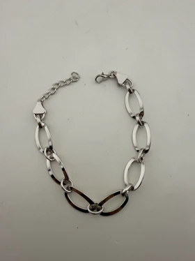 دستبند زنجیری طلایی بیضی بزرگ