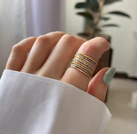 انگشتر زنانه 9 لاین سه رنگ