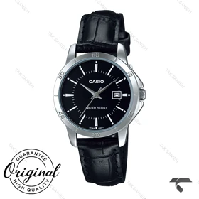 ساعت کاسیو اورجینال زنانه LTP-V004L-1A بند چرم مشکی Casio-10315-L