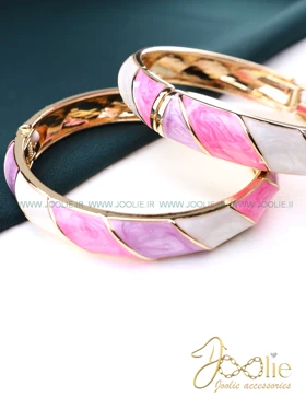 دستبند- بنگل زنانه میناکاری گلد کد B2186 (صورتی)