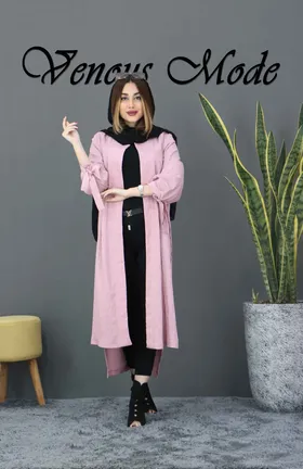 مانتو بلند آستین بنددار