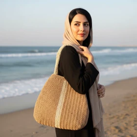 کیف زنانه رافیا دست بافت تیاناز