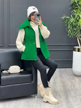 کاپشن دومنظوره آستین کش بافت