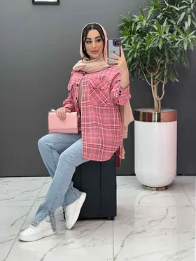 مانتو چهارخونه دو جیب