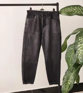 شلوار مام فیت زغالی کشی