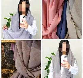 شال حریر کرپ ساده کریشه