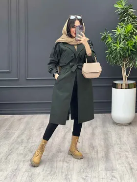 بارانی بلند ژیله دو دکمه