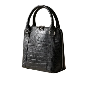 کیف دستی زنانه چرم طبیعی (طرح کروکو - رنگ مشکی)