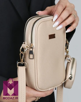 کیف زنانه چرمی کمری دو زیپ چارلی K167 (نسکافه ای)