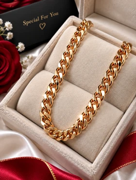 گردنبند زنانه ژوپینگ مدل کارتیه تراش آینهای درشت طرح طلا، لوکس و چشمنواز