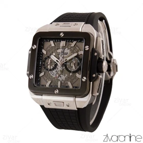 ساعت هابلوت مردانه مربعی سیلور مشکی پشت شیشه ای 105571