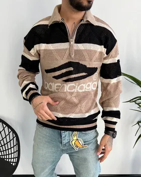 بافت نیم زیپ نازک BALENCIAGA رنگ نسکافه ای مشکی