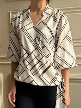 شومیز ساتن سیلک آستین عروسکی