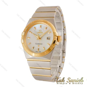 ساعت امگا کانسلیشن مردانه دورنگ طلایی صفحه سفید صدفی ایندکس خط Omega-5157-G