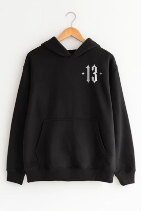 هودی مشکی اسپرت طرح مینیمال عدد 13 - فواصل
