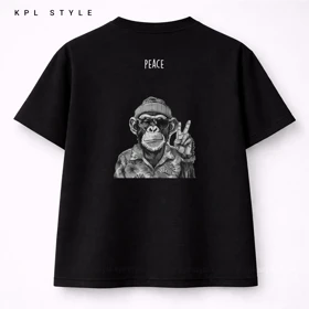 تیشرت مشکی مانکی | طراحی مینیمال، مناسب آقایان و خانم‌ها کد 1203