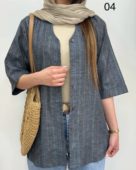 شومیز مانتویی راه‌راه ژاله