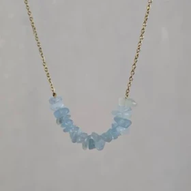 دستبند و گردنبند سنگ آکوامارین اصل و نقره 925