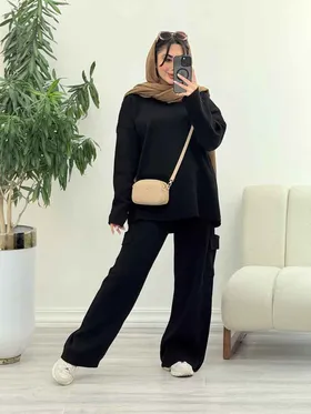 ست بافت و شلوار جیب‌دار ساغر