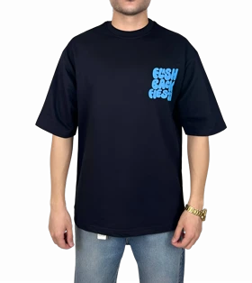 تیشرت آستین کوتاه مردانه مشکی با چاپ پفکی