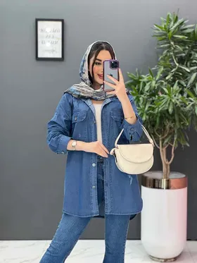 مانتو جین زاپ‌دار جیب پاکتی