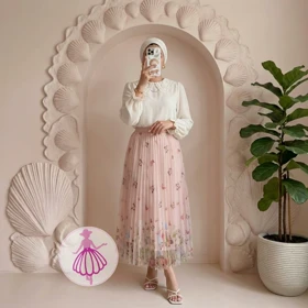 دامن پلیسه حریر پروانه ای وارداتی
