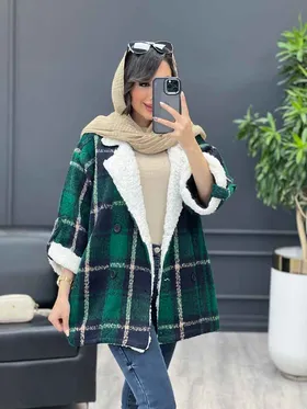 پالتو چهارخونه یقه تدی