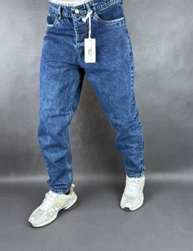 شلوار مام فیت مردانه آبی تیره 120