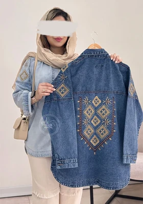 مانتو جین گلدوزی