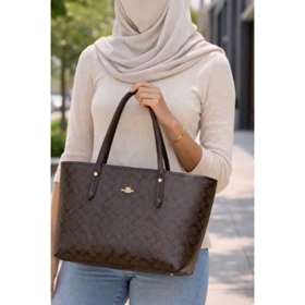 کیف زنانه توت بگ برند کوچ Coach Tote Bag روزمره طوسی شیک جادار