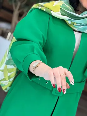 مانتو آستین پفی کمردار