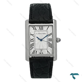 ساعت کارتیه تانک بند چرم مردانه تقویم دار Cartier-8190-G