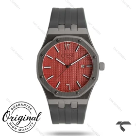 ساعت کرست مردانه 6314-5 صفحه قرمز بند مشکی Crest-10980-G