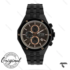 ساعت کرست مردانه 6309-3 صفحه مشکی بند مشکی Crest-10946-G