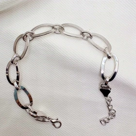 دستبند زنجیری برند شین مدل «لینک بیضی» | با آبکاری رادیوم و جلای آینه‌ای