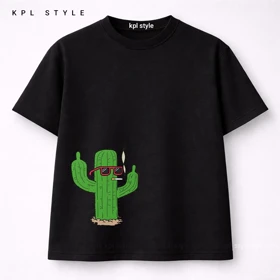 تیشرت باکسی طرح کاکتوس 100٪ پنبه | کد 1333
