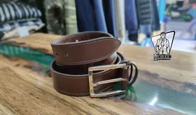کمربند چرم قهوه ای تیره