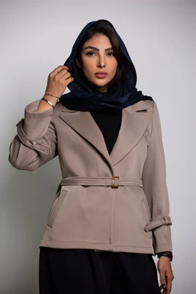 کت زنانه کاندید کمربند دار (کرم)