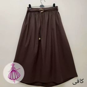 دامن کتان کجراه پرچین بلند در رنگبندی متنوع (کافی)