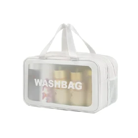 واش بگ مسافرتی مدل دو زیپ سایز بزرگ رنگ سفید