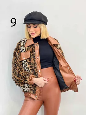 کاپشن خز یقه چرم