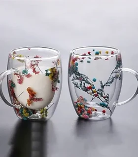 لیوان دوجداره گل‌دار-001