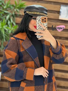 پالتو چهارخونه مغزی دوزی