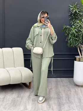 ست مانتو و شلوار پایین بند دار