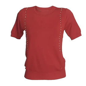 بلوز بافت زنانه نیم آستین کشمیری