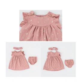 پیراهن دخترانه گلاب ایندیگو